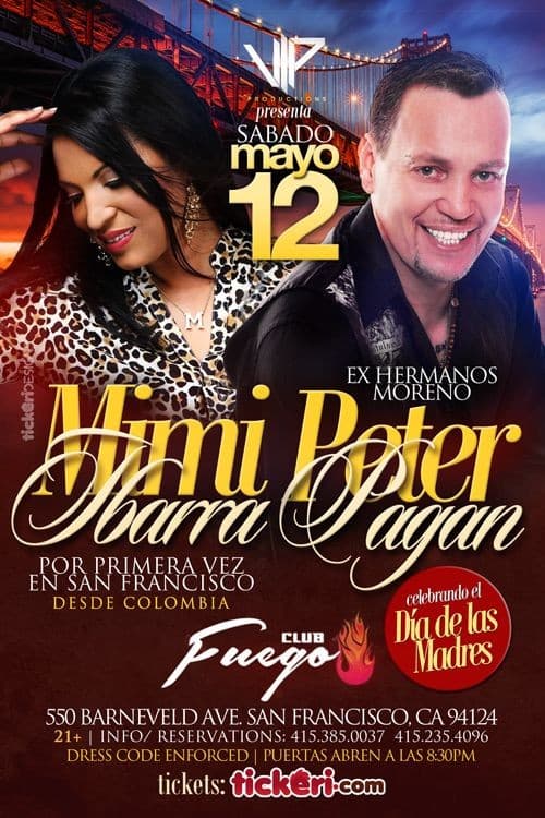 Event - Mimi Ibarra y Peter Pagan ex voz principal de Los Hermanos Moreno en San Francisco CA - San Francisco, California - May 12, 2018 | concert tickets