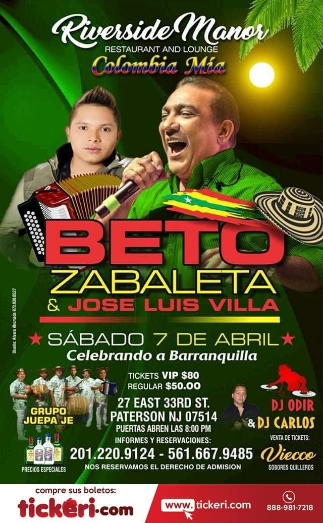 Event - Beto Zabaleta y Jose Luis Villa - Paterson, New Jersey - April 7, 2018 | concert tickets