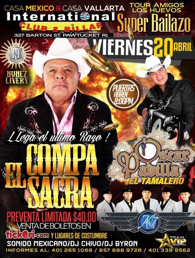 Event - El Compa Sacra-Oscar Padilla El Tamalero & AK 7-En Pawtucket,RI - Pawtucket, Rhode Island - April 20, 2018 | concert tickets