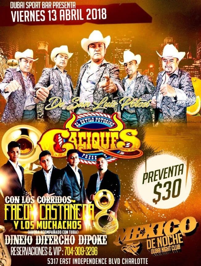 Event - Caciques de San Luis Potosi & Freddy Castañeda y Los Muchachos en Charlotte,NC - Charlotte, North Carolina - April 13, 2018 | concert tickets