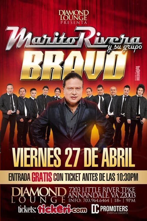 Event - Marito Rivera & Su Grupo Bravo en Annandale,VA - Annandale, Virginia - April 27, 2018 | concert tickets