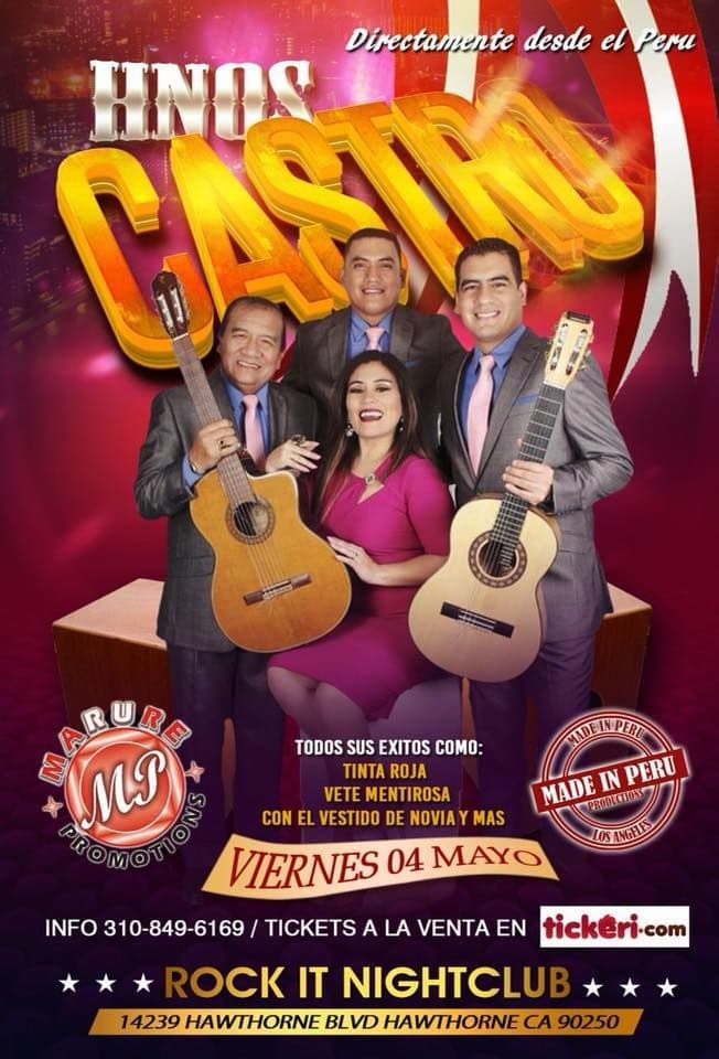 Event - Los Hermanos Castro Desde El Peru a Los Angeles - Hawthorne, California - May 4, 2018 | concert tickets