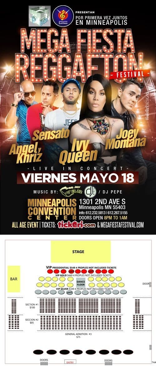 Event - Mega Festival de Reggaeton con Ivy Queen, Angel & Khriz, Sensato de Barrio & Joey Montana en Minneapolis,MN - Minneapolis, Minnesota - May 18, 2018 | concert tickets