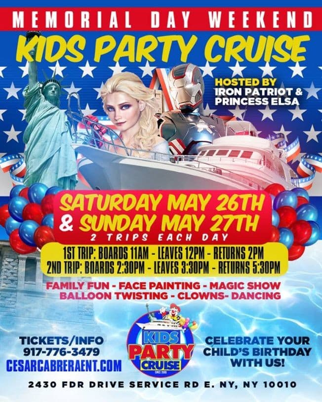 Event - Memorial Day Kids Party Cruise (2:30PM-5:30PM) - New York, New York - May 26, 2018 | concert tickets