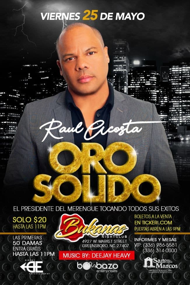 Event - Raul Acosta & Oro Solido en Greensboro,NC - Greensboro, North Carolina - May 25, 2018 | concert tickets