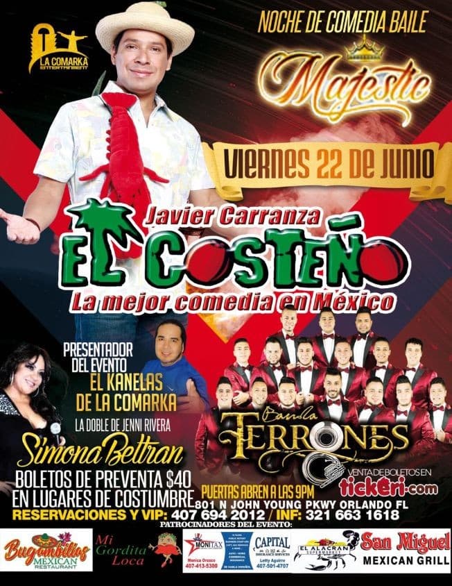 Event - Javier Carranza El Costeño en Orlando,FL - Orlando, Florida - June 22, 2018 | concert tickets