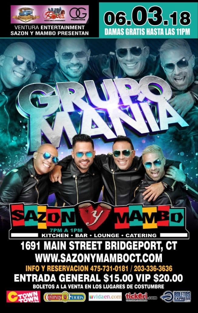 Event - Grupo Mania - Bridgeport, Connecticut - June 3, 2018 | concert tickets