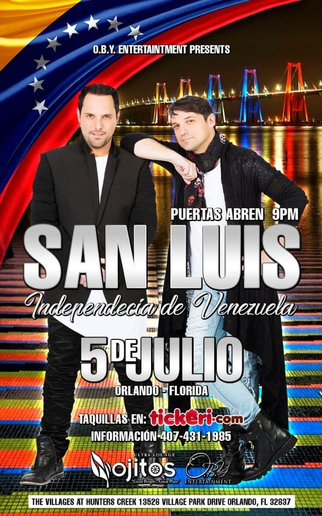 Event - Independencia de Venezuela con San Luis en Orlando,FL - Orlando, Florida - July 5, 2018 | concert tickets