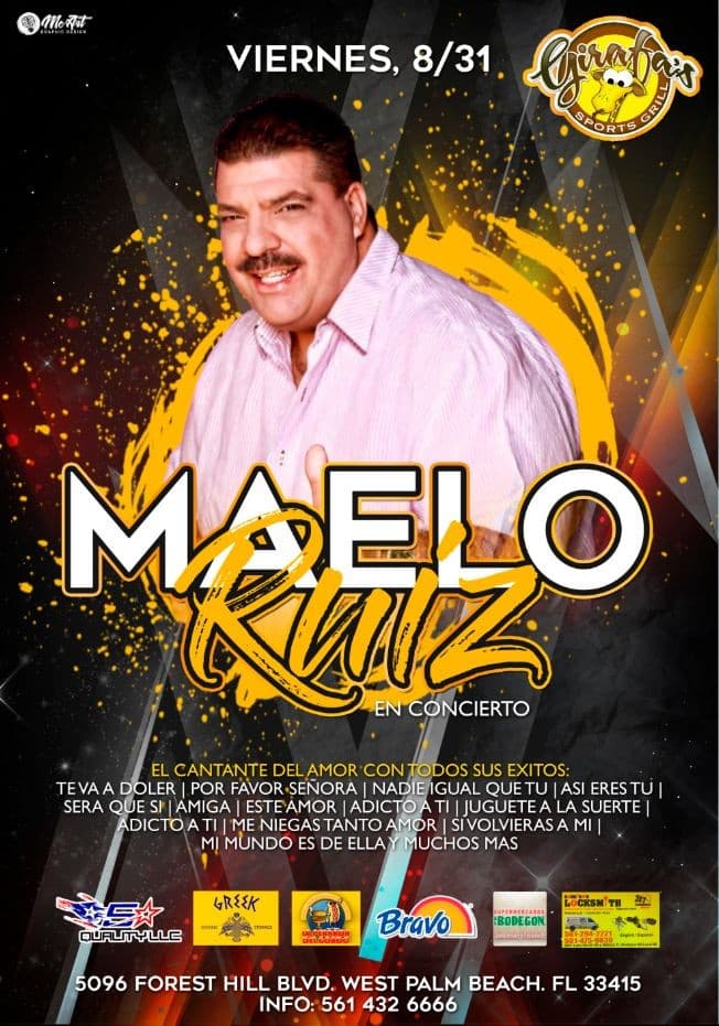 Event - SALSA: MAELO RUIZ en CONCIERTO - West Palm Beach, Florida - August 31, 2018 | concert tickets