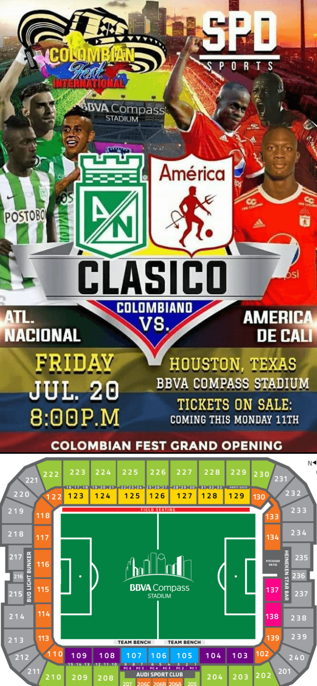 Event - Atletico Nacional vs. America de Cali en Houston - Houston, Texas - July 20, 2018 | concert tickets