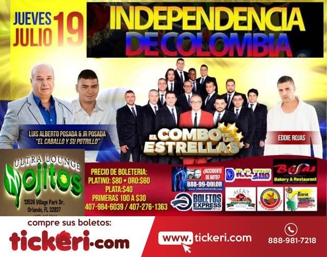 Event - A CELEBRAR LA INDEPENDENCIA DE COLOMBIA EN FL - Orlando, Florida - July 19, 2018 | concert tickets