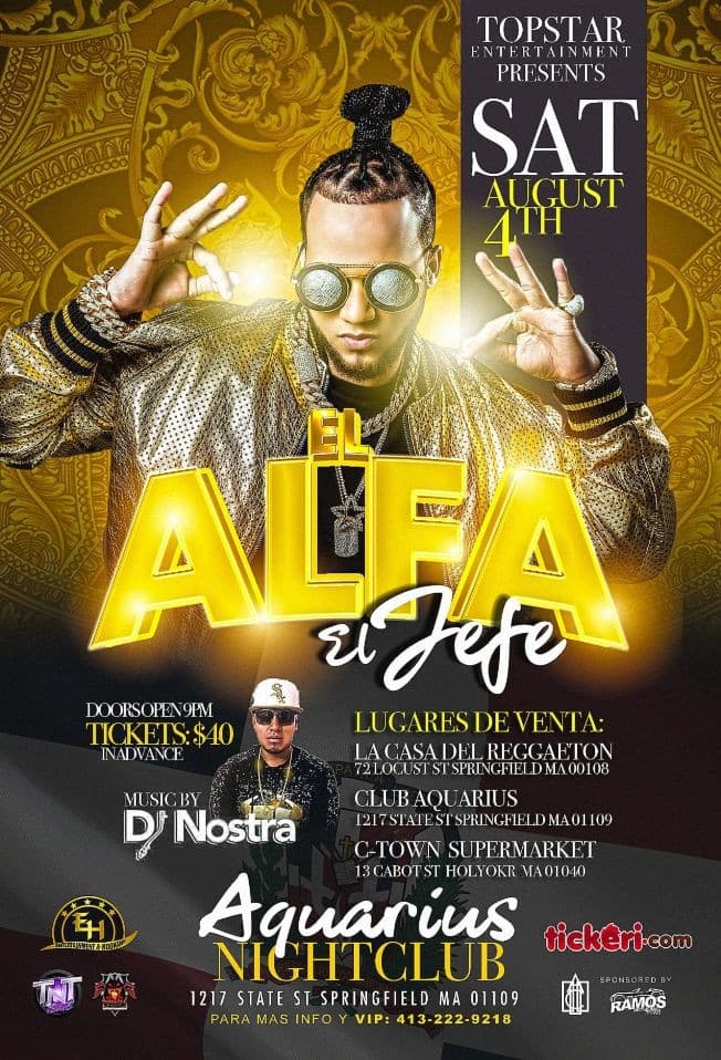 Event - EL ALFA EL JEFE EN CONCERT - Springfield, Massachusetts - August 4, 2018 | concert tickets