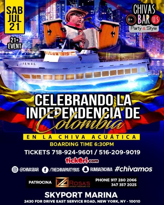 Event - CHIVA ACUATICA  BY CHIVAS BAR “Celebrando la independencia de COLOMBIA 🇨🇴!!! - Ny, New York - July 21, 2018 | concert tickets