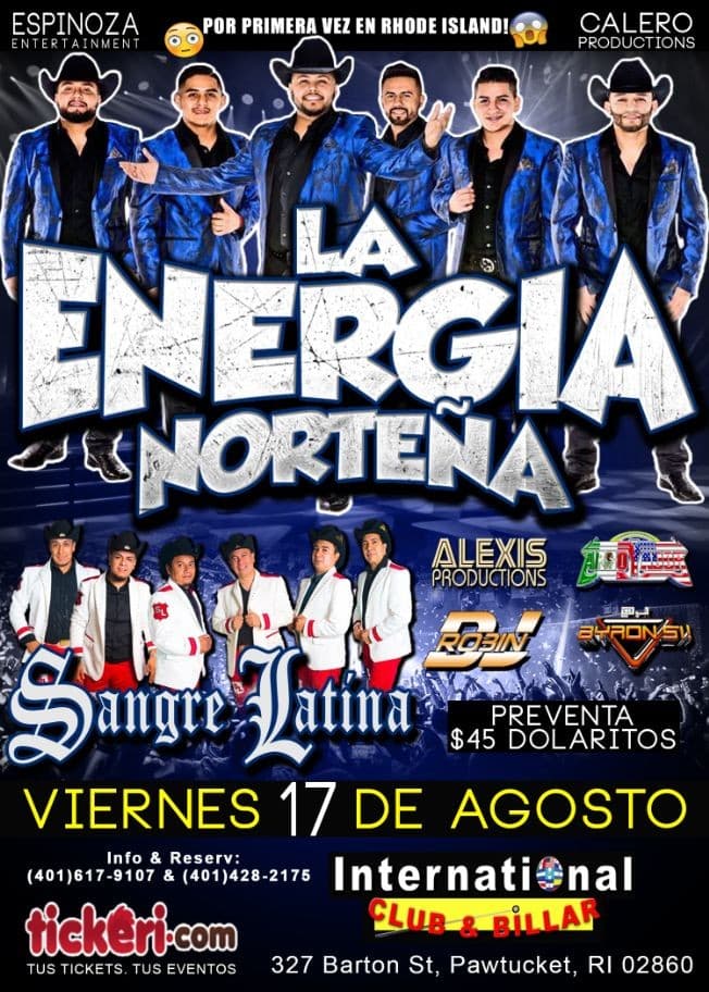 Event - La Energia Norteña en Pawtucket, RI - Pawtucket, Rhode Island - August 17, 2018 | concert tickets