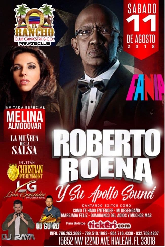 Event - Roberto Roena y Su Apollo Sound - Hialeah, Florida - August 11, 2018 | concert tickets