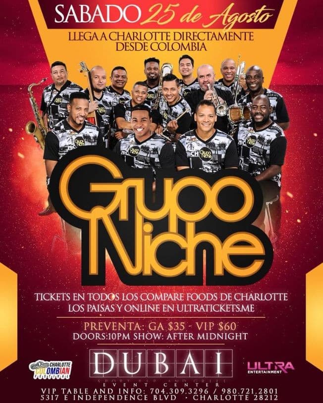 Event - GRUPO NICHE EN CONCIERTO - Charlotte, North Carolina - August 25, 2018 | concert tickets