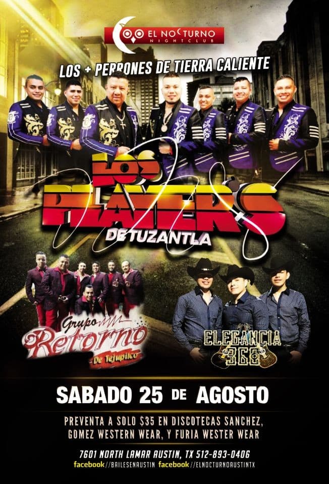 Event - Los Player's de Tuzantla Michoacan - Austin, Texas - August 25, 2018 | concert tickets