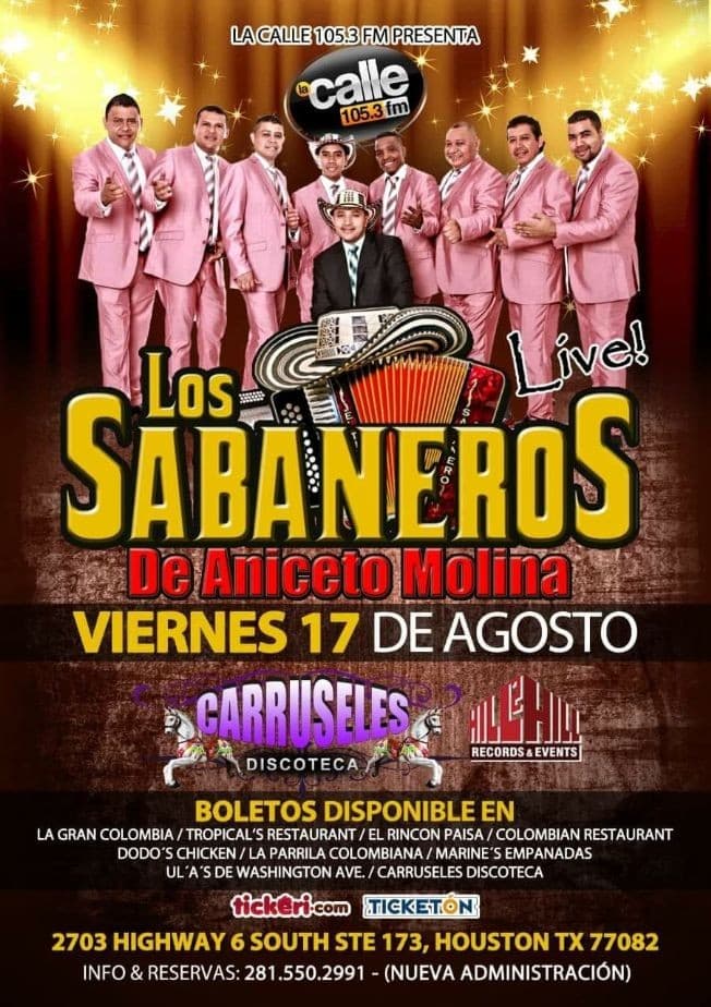 Event - Los Sabaneros de Aniceto Molina en Houston,TX - Houston, Texas - August 17, 2018 | concert tickets