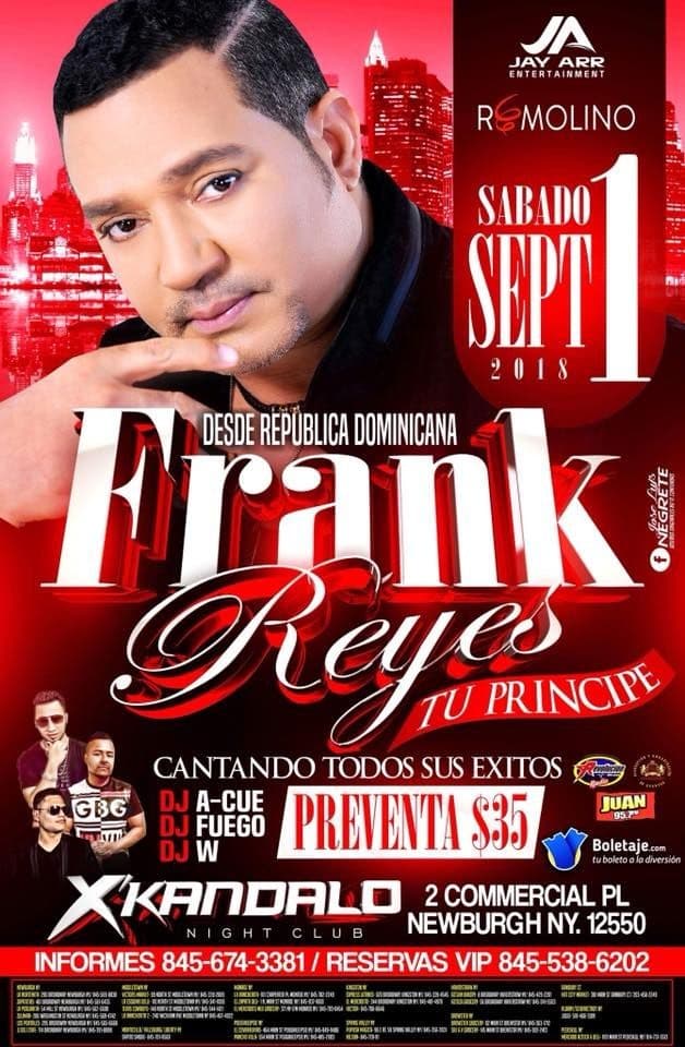 Event - Frank Reyes en Newburgh NY - Newburgh, New York - September 1, 2018 | concert tickets