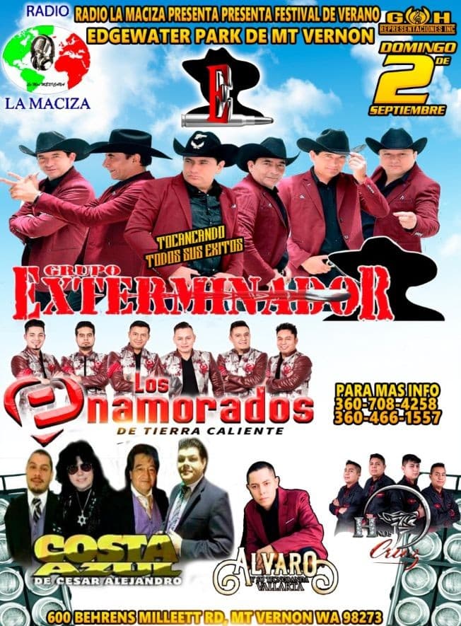 Event - Grupo Exterminador, Los Enamorados de Tierra Caliente & Mas en Mount Vernon,WA - Mount Vernon, Washington - September 2, 2018 | concert tickets