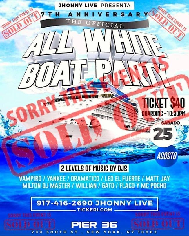 Event - THE OFFICIAL. ALL WHITE BOAT PARTY  2018 - New York, New York - August 25, 2018 | concert tickets