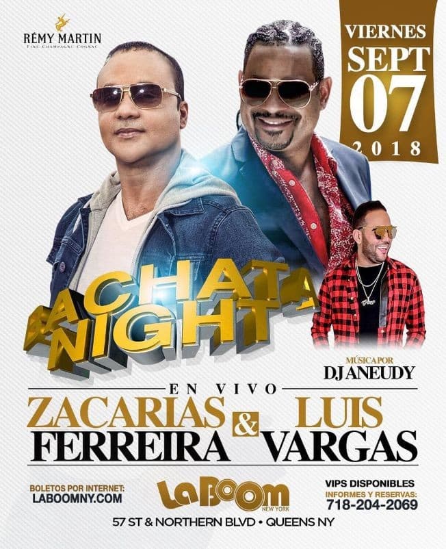 Event - Bachata Night con Zacarias Ferreira y Luis Vargas - Queens, New York - September 7, 2018 | concert tickets