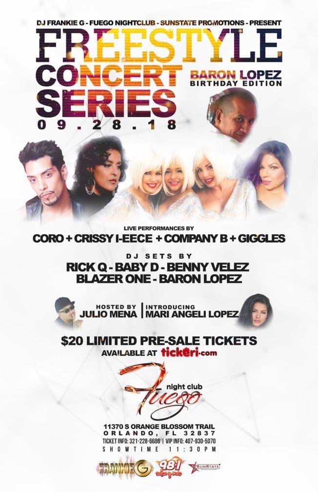 Event - Freestyle Concert Series Featuring Coro, Company B, Giggles & Chrissy I-eece - Orlando, Florida - September 28, 2018 | concert tickets