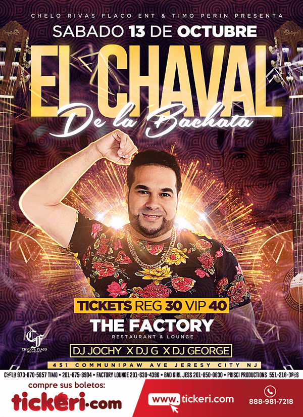 Event - El Chaval De La Bachata En Jersey City,NJ - Jersey City, New Jersey - October 13, 2018 | concert tickets