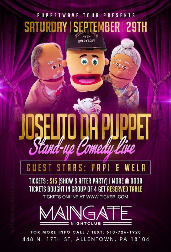 Event - JOSELITO DA PUPPET STAND-UP COMEDY LIVE! - Allentown, Pennsylvania - September 29, 2018 | concert tickets