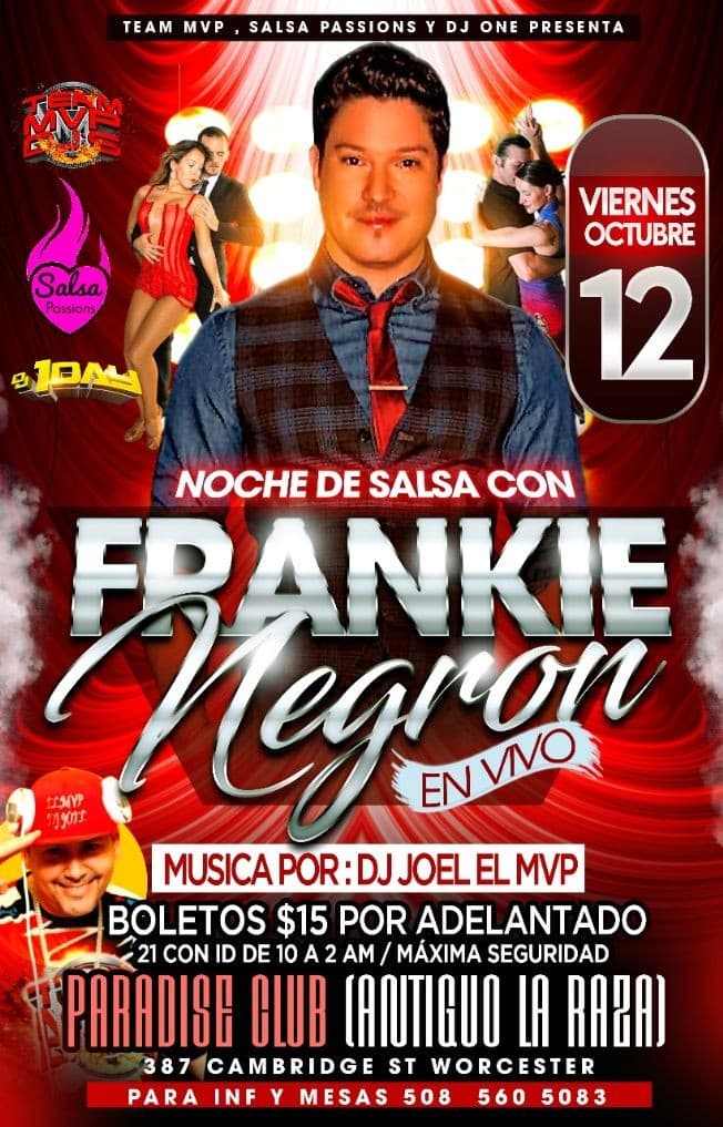 Event - FRANKIE NEGRON EN VIVO - Worcester, Massachusetts - October 12, 2018 | concert tickets