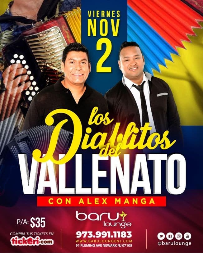 Event - Los Diablitos del Vallenato con Alex Manga - Newark, New Jersey - November 2, 2018 | concert tickets