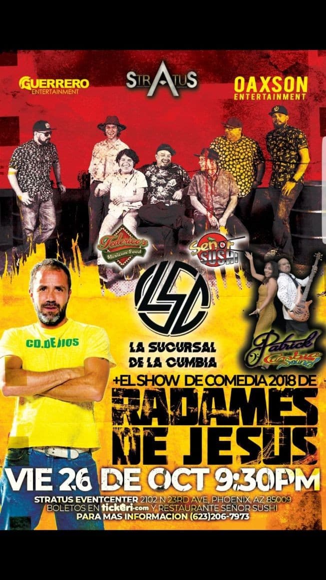 Event - Radames De Jesus & La Sucursal de la cumbia Phoenix,AZ - Phoenix, Arizona - October 26, 2018 | concert tickets