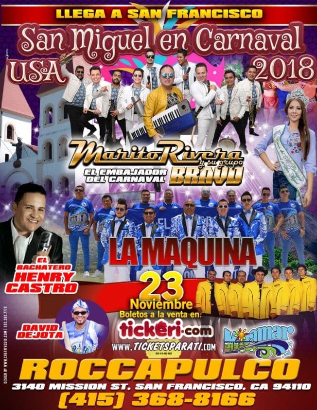 Event - San Miguel en Carnaval USA 2018 - San Francisco, California - November 23, 2018 | concert tickets