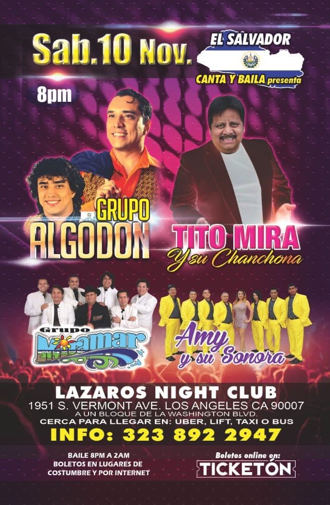 Event - Grupo Algodon, Tito Mira y Su Chanchona, Grupo Miramar & Amy y su Sonora en Los Angeles,CA - Los Angeles, California - November 10, 2018 | concert tickets