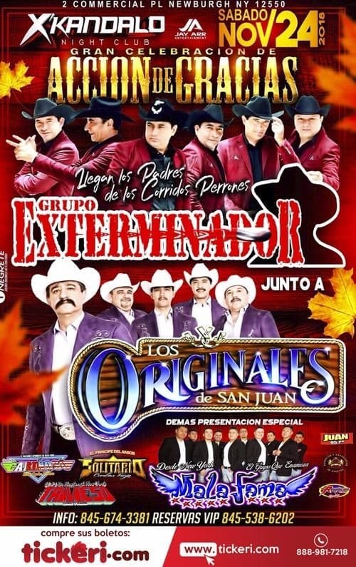 Event - GRUPO EXTERMINADOR, LOS ORIGINALES DE SAN JUAN EN NEWBURGH, NY - Newburgh, New York - November 24, 2018 | concert tickets