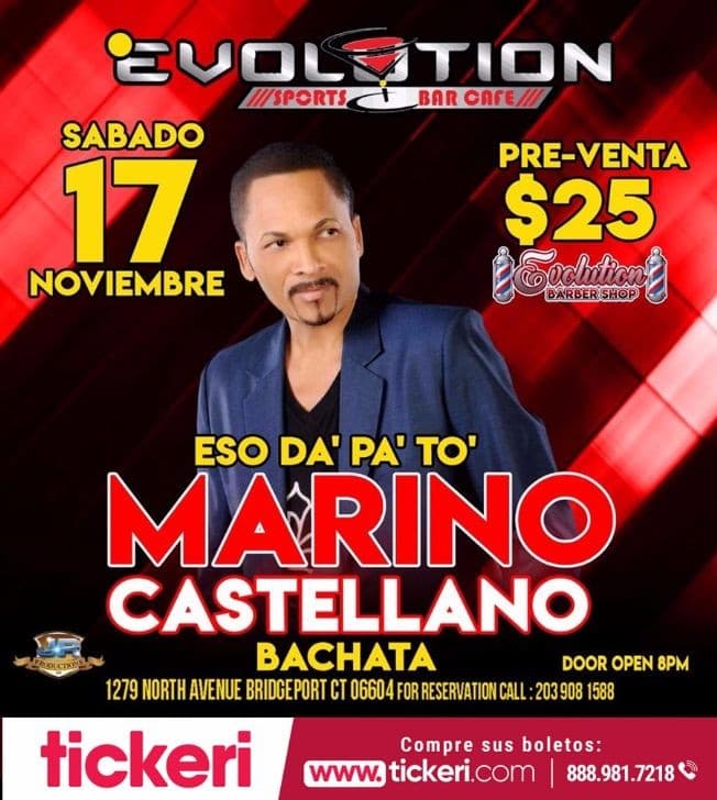 Event - MARINO CASTELLANO EN CONCIERTO EN BRIDGEPORT, CT - Bridgeport, Connecticut - November 17, 2018 | concert tickets