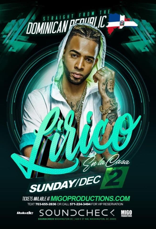 Event - LIRICO EN LA CASA EN VIVO! AT SOUNDCHECK DC |TICKETS AVAILABLE AT DOOR - Washington, District Of Columbia - December 2, 2018 | concert tickets