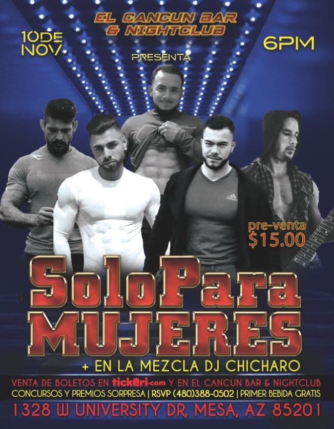 Event - SOLO PARA MUJERES CON SINFUL-STUDS "STRIPPERS SHOW" - Mesa, Arizona - November 10, 2018 | concert tickets