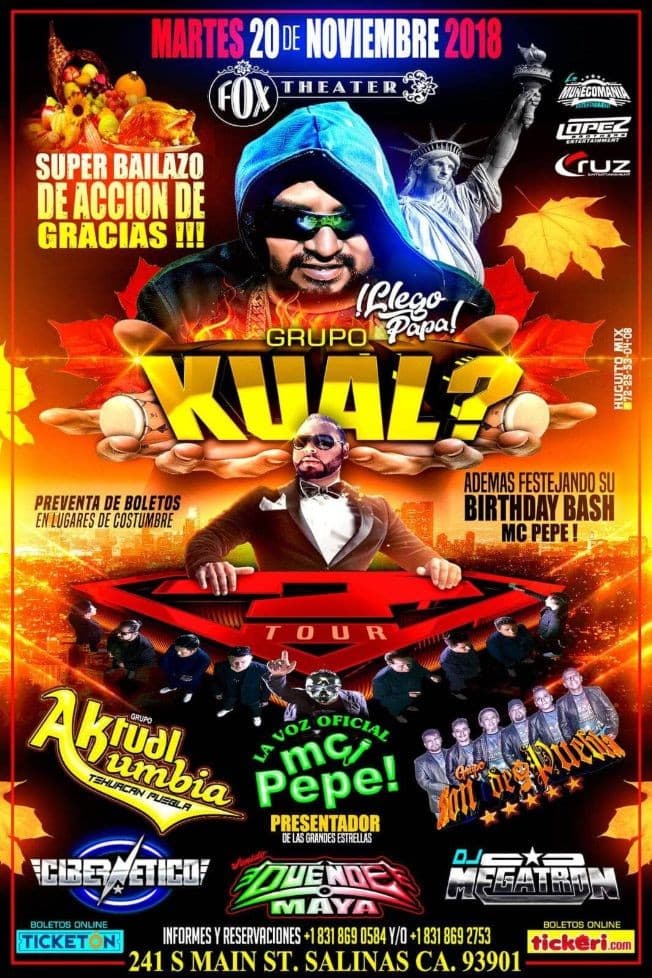 Event - GRUPO KUAL EN CONCIERTO EN SALINAS,CA - Salinas, California - November 20, 2018 | concert tickets