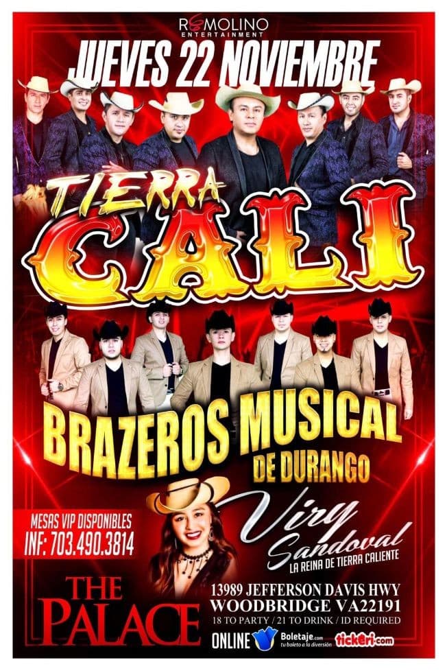 Event - TIERRA CALI y BRAZEROS MUSICAL EN CONCIERTO EN WOODBRIDGE,VA - Woodbridge, Virginia - November 22, 2018 | concert tickets