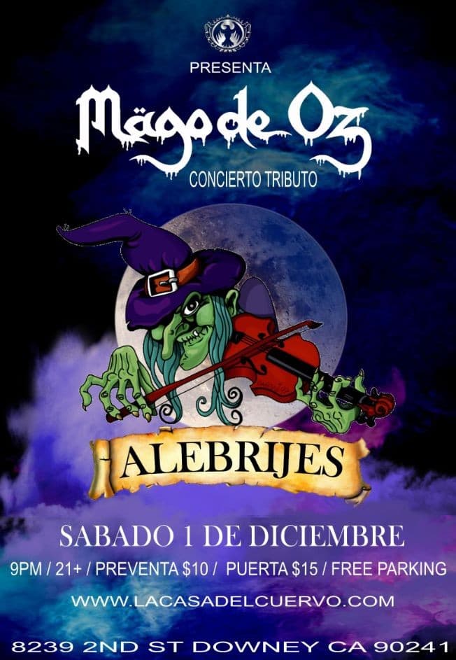 Event - MAGO DE OZ CONCIERTO TRIBUTO Y ROCK EN ESPANOL HITS EN VIVO CON ALEBRIJES - Downey, California - December 1, 2018 | concert tickets