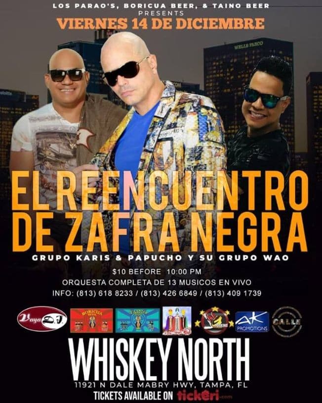 Event - El Reencuentro De Zafra Negra Grupo Karis & Papucho Y Su Grupo Wao - Tampa, Florida - December 14, 2018 | concert tickets