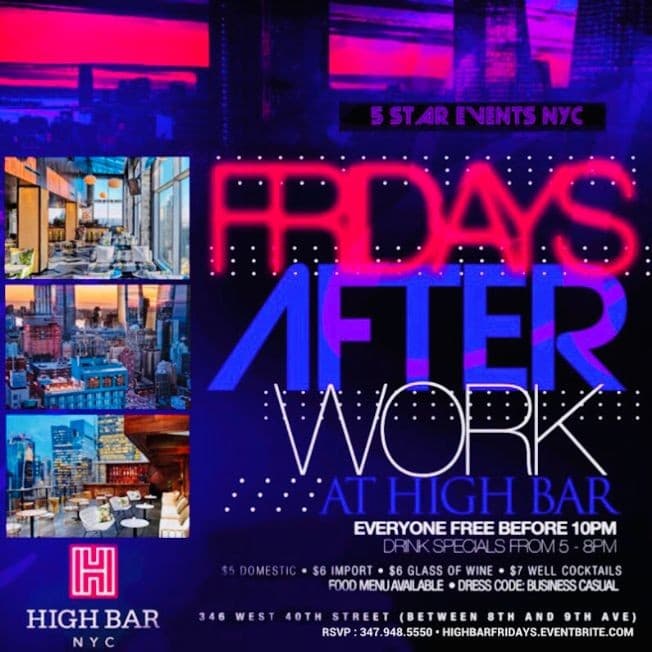 Event - Happy Hour AfterWork Fridays - New York, New York - January 4, 2019 | concert tickets