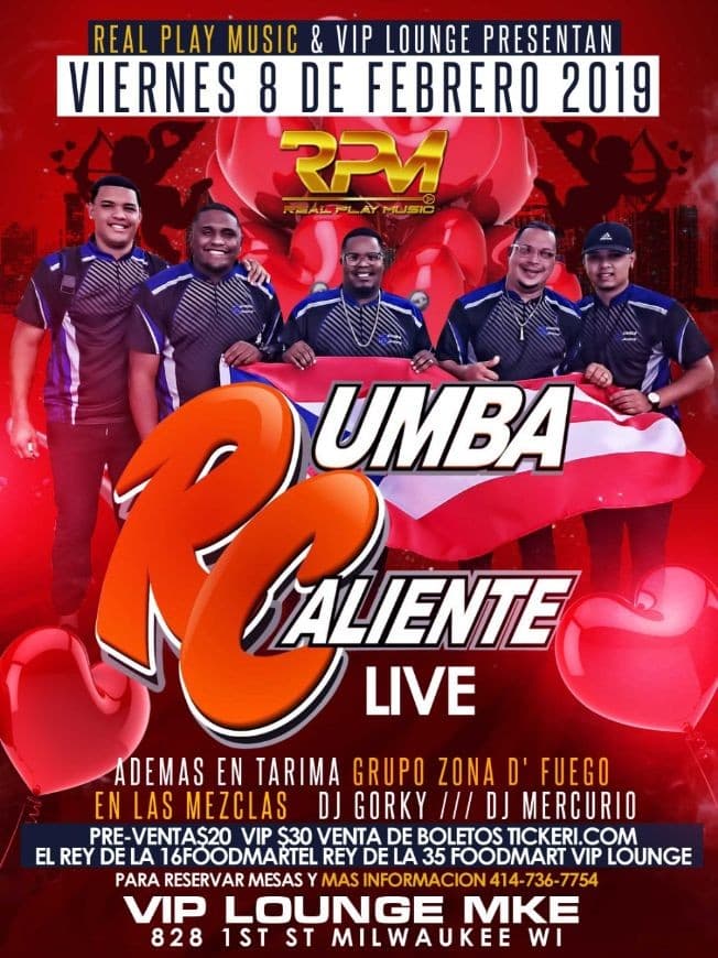 Event - RUMBA CALIENTE VALENTINES DAY PARTY @ VIP LOUNGE MKE - Milwaukee, Wisconsin - February 8, 2019 | concert tickets