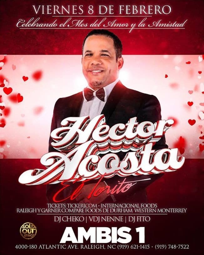 Event - HECTOR ACOSTA EL TORITO EN CONCIERTO - Raleigh, North Carolina - February 8, 2019 | concert tickets