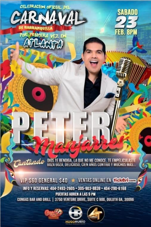 Event - Peter Manjarres en Atlanta,GA - Duluth, Georgia - February 23, 2019 | concert tickets