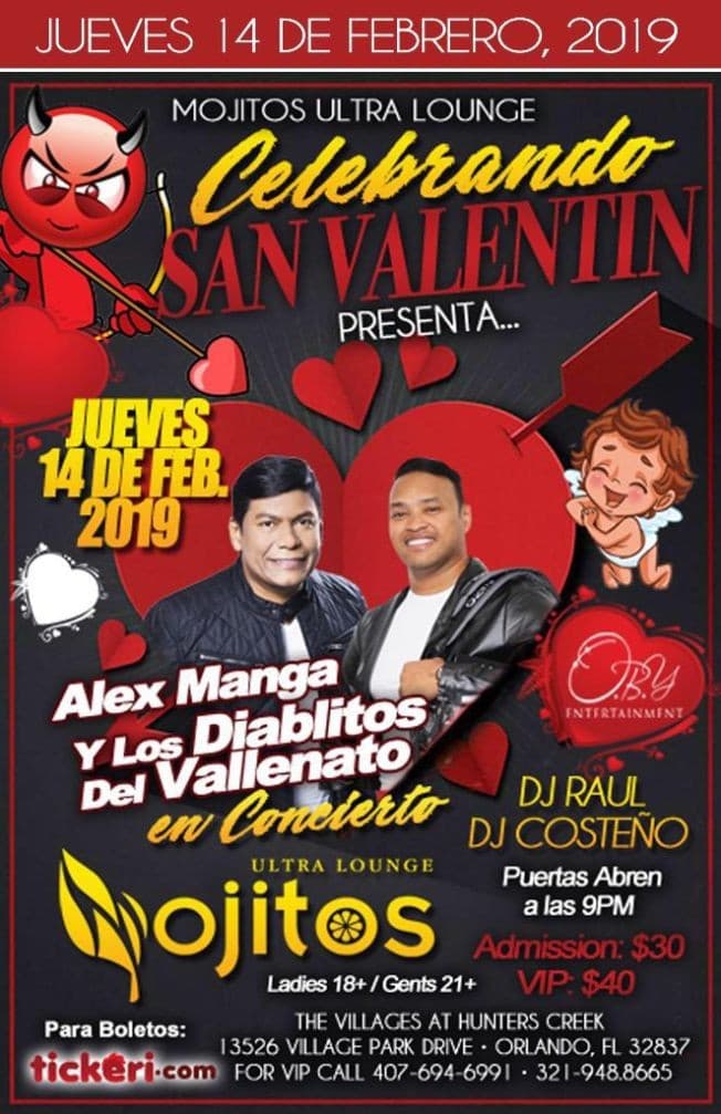 Event - Alex Manga y Los Diablitos del Vallenato en Orlando - Orlando, Florida - February 14, 2019 | concert tickets