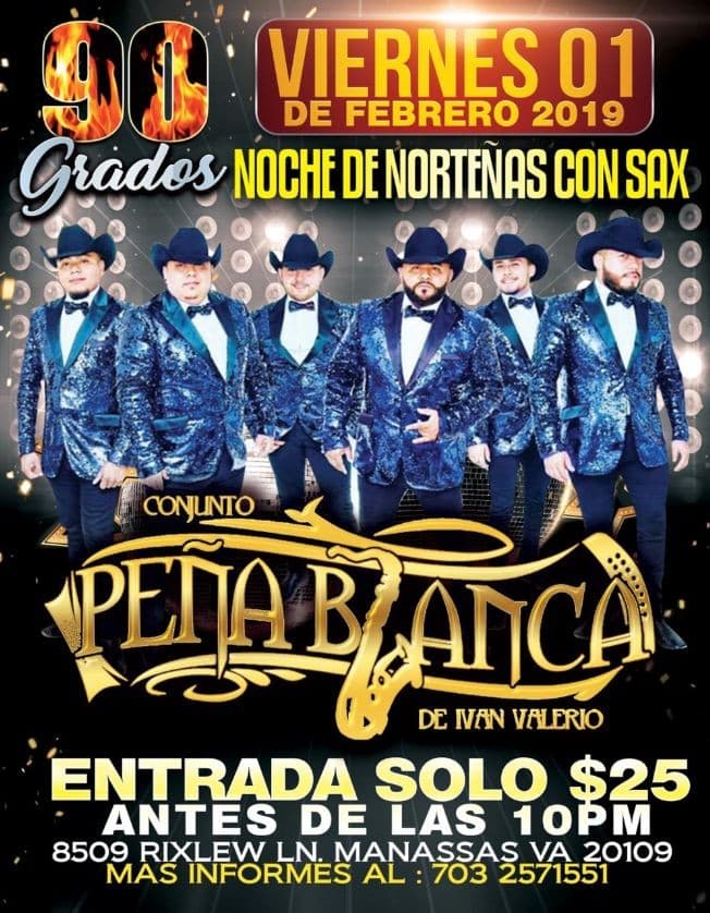 Event - Conjunto Pena Blanca en Manassas VA - Manassas, Virginia - February 1, 2019 | concert tickets