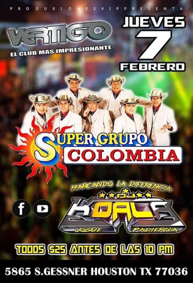 Event - Super Grupo Colombia en Houston,TX - Houston, Texas - February 7, 2019 | concert tickets