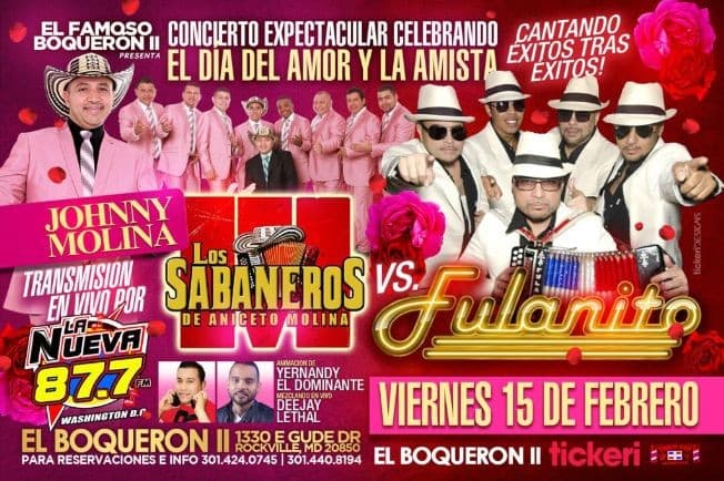 Event - Johnny Molina & Los Sabaneros de Aniceto Molina vs. Fulanito en Rockville,MD - Rockville, Maryland - February 15, 2019 | concert tickets